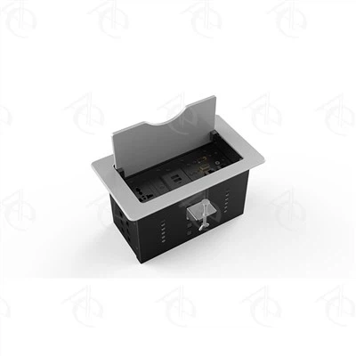 Jenis Segi empat tepat Flip Cover Plate 1+6 Soket Desktop Multimedia